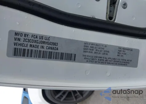 2021 Dodge Charger Scat Pack Rwd from USA, damaged, VIN 2C3CDXGJ0MH503963